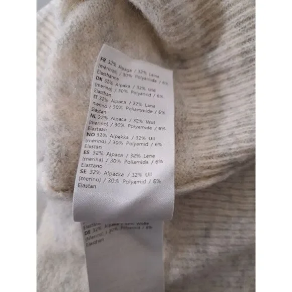 Womens medium sweater alpaca mockneck Samsoe Samsoe oatmeal slouchy boho beige - Picture 8 of 9